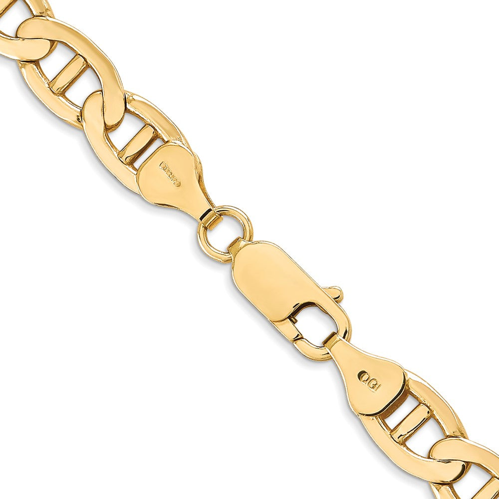 Solid 14K Yellow Gold 18 inch 7mm Concave Anchor with Lobster Clasp Chain Necklace