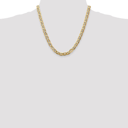 Solid 14K Yellow Gold 20 inch 7mm Concave Anchor with Lobster Clasp Chain Necklace