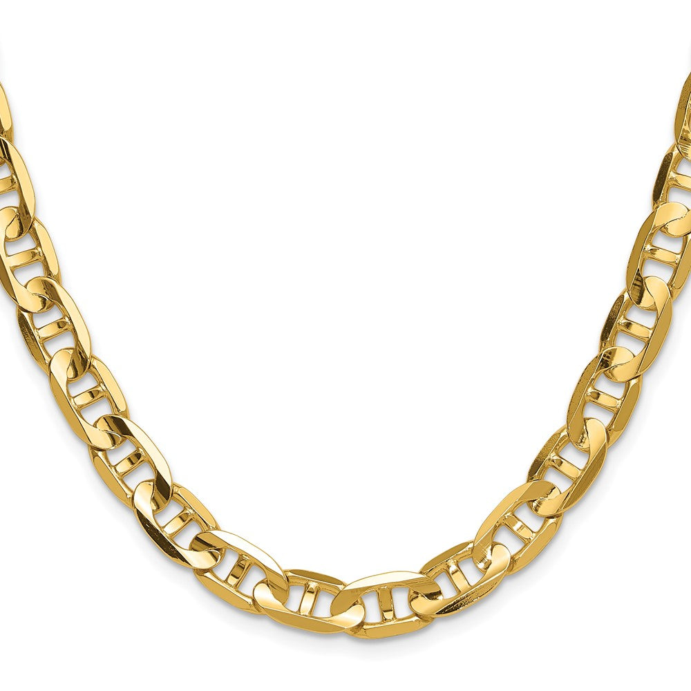 14k Yellow Gold 8mm Concave Anchor Chain Necklace