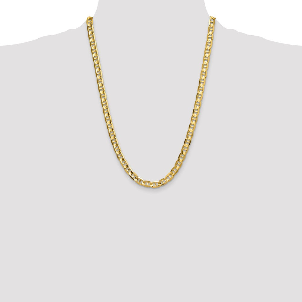 14k Yellow Gold 8mm Concave Anchor Chain Necklace