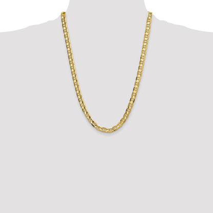 14k Yellow Gold 8mm Concave Anchor Chain Necklace