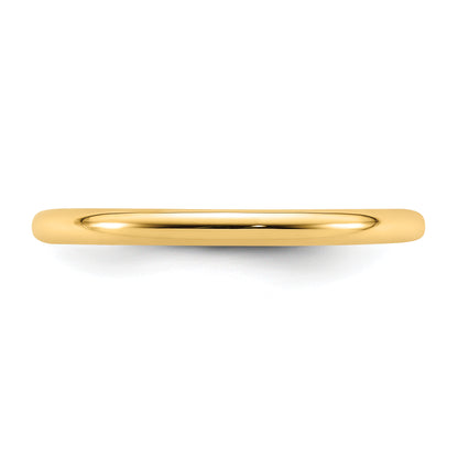 Solid 14K Yellow Gold 2mm Standard Comfort Fit Men's/Women's Wedding Band Ring Size 10