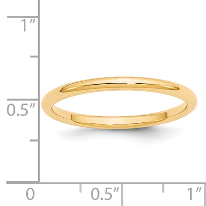 Solid 14K Yellow Gold 2mm Standard Comfort Fit Men's/Women's Wedding Band Ring Size 10