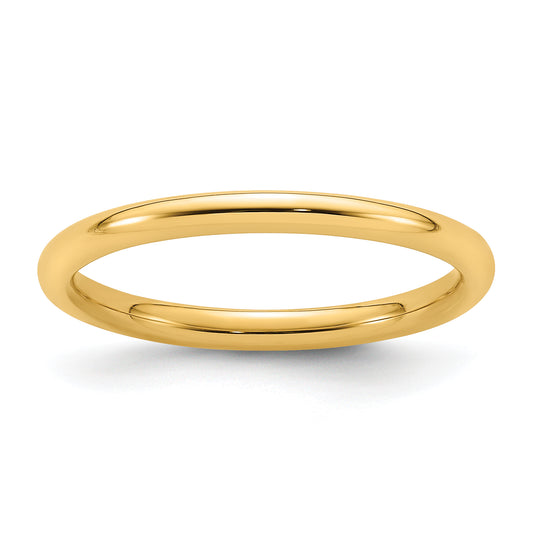 Solid 14K Yellow Gold 2mm Standard Comfort Fit Men's/Women's Wedding Band Ring Size 10
