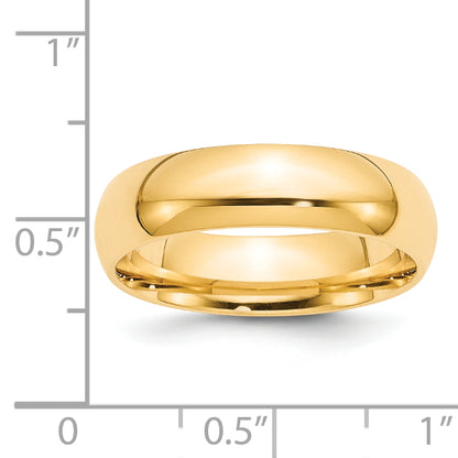 Solid 14K Yellow Gold 6mm Comfort Fit Men's/Women's Wedding Band Ring Size 10