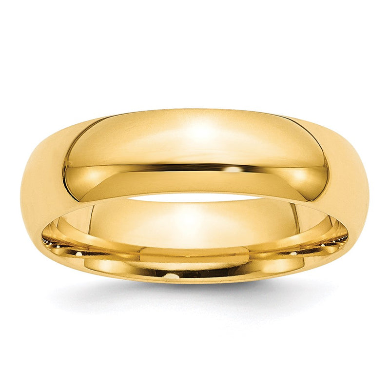14k Yellow Gold 6mm Standard Weight Comfort Fit Wedding Band Ring