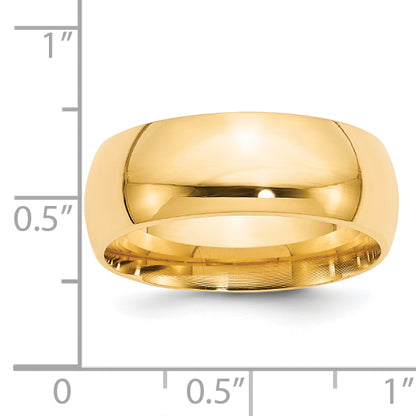 Solid 14K Yellow Gold 8mm Comfort Fit Men's/Women's Wedding Band Ring Size 10