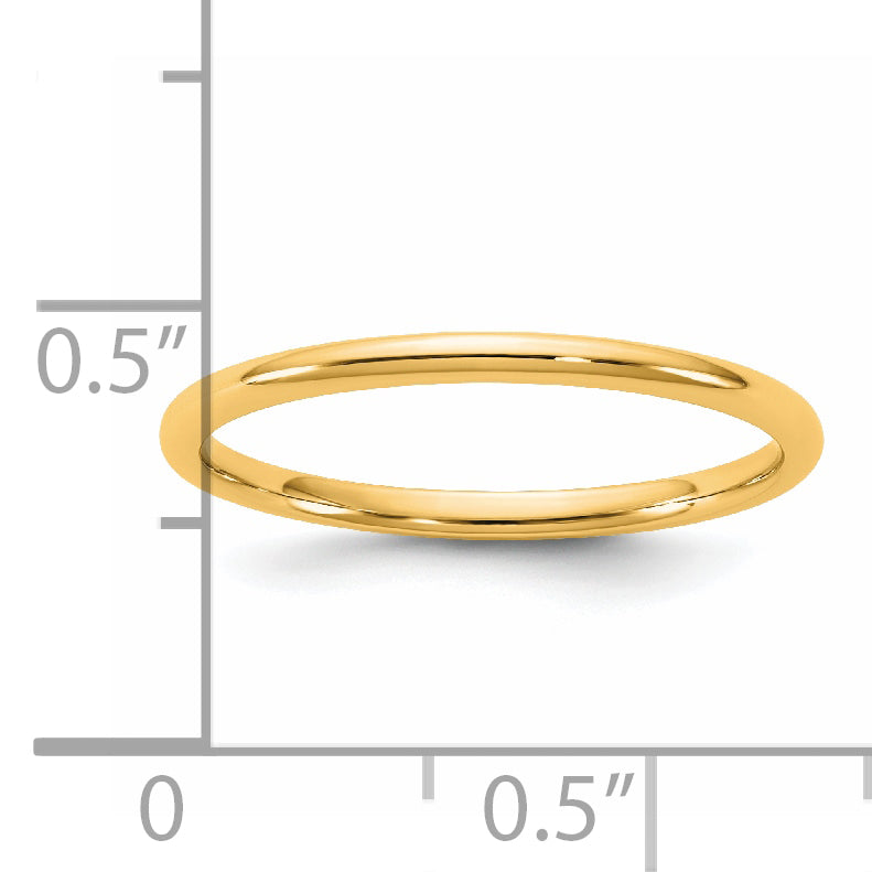 14K Yellow Gold 1.5mm Lightweight Comfort Fit Band
