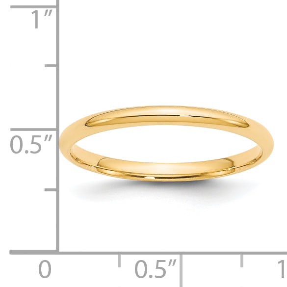 Solid 14K Yellow Gold 2mm Light Weight Comfort Fit Men's/Women's Wedding Band Ring Size 4.5