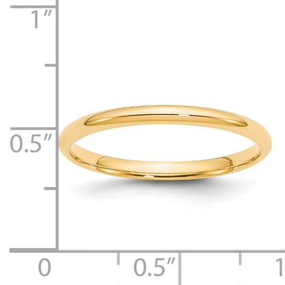 Solid 14K Yellow Gold 2mm Light Weight Comfort Fit Men's/Women's Wedding Band Ring Size 4.5