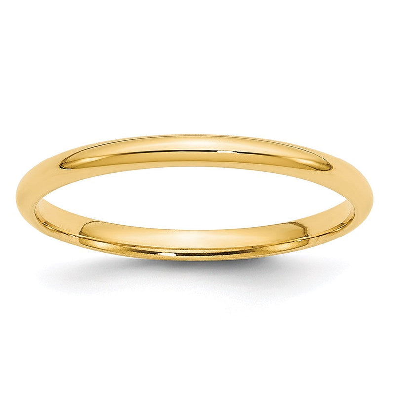 18k Yellow Gold 2mm Lightweight Comfort Fit Wedding Band Ring