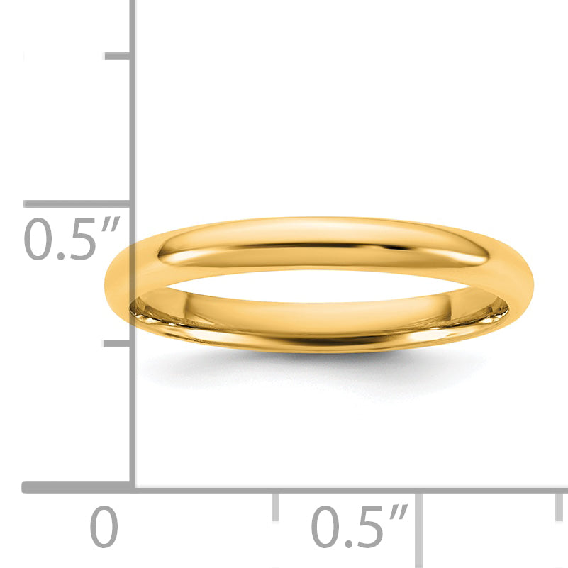 14K Yellow Gold 2.5mm Lightweight Comfort Fit Band