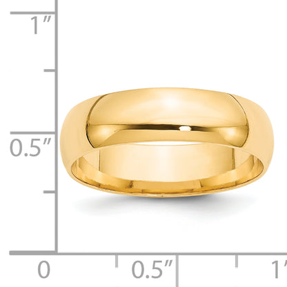 Solid 14K Yellow Gold 6mm Light Weight Comfort Fit Men's/Women's Wedding Band Ring Size 7
