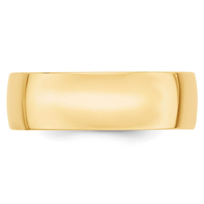 18k Yellow Gold 7mm Lightweight Comfort Fit Wedding Band Ring