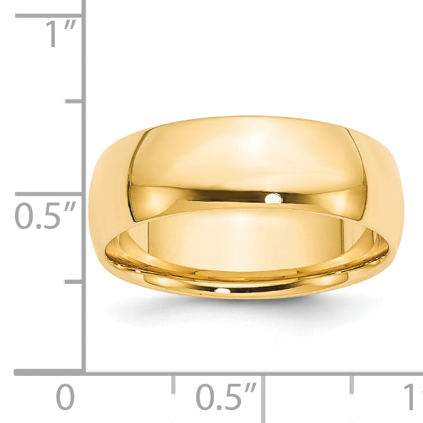 Solid 14K Yellow Gold 7mm Light Weight Comfort Fit Men's/Women's Wedding Band Ring Size 5.5