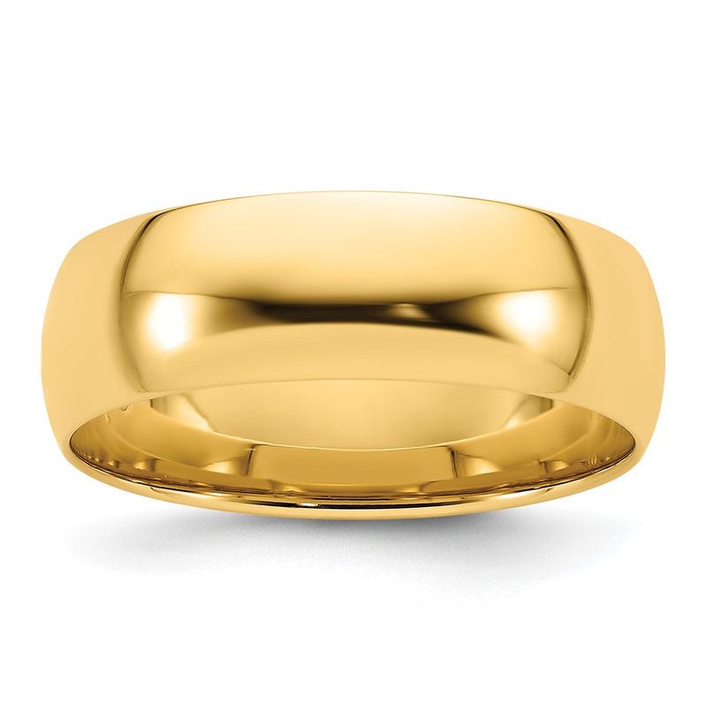 14k Yellow Gold 7mm Lightweight Comfort Fit Wedding Band Ring