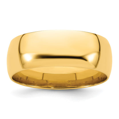 18k Yellow Gold 8mm Lightweight Comfort Fit Wedding Band Ring