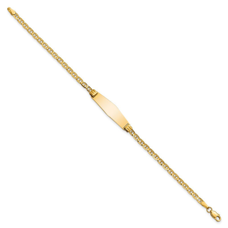 7 Inch 14K Soft Diamond Shape Anchor Link Id Bracelet