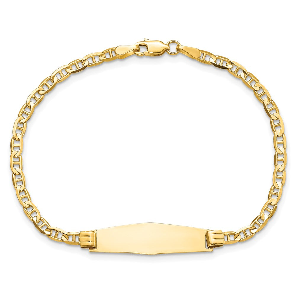 7 Inch 14K Soft Diamond Shape Anchor Link Id Bracelet