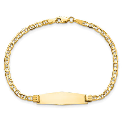 7 Inch 14K Soft Diamond Shape Anchor Link Id Bracelet