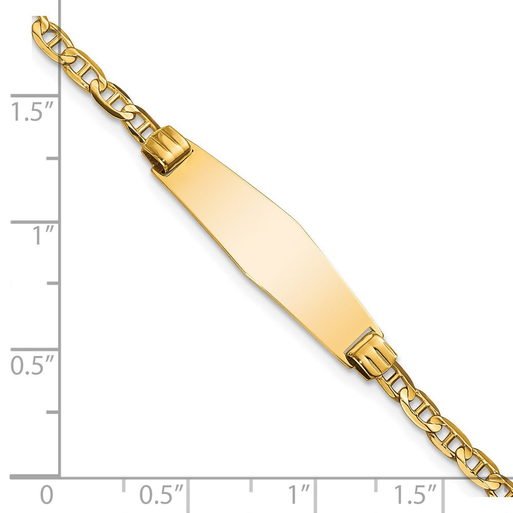 7 Inch 14K Soft Diamond Shape Anchor Link Id Bracelet