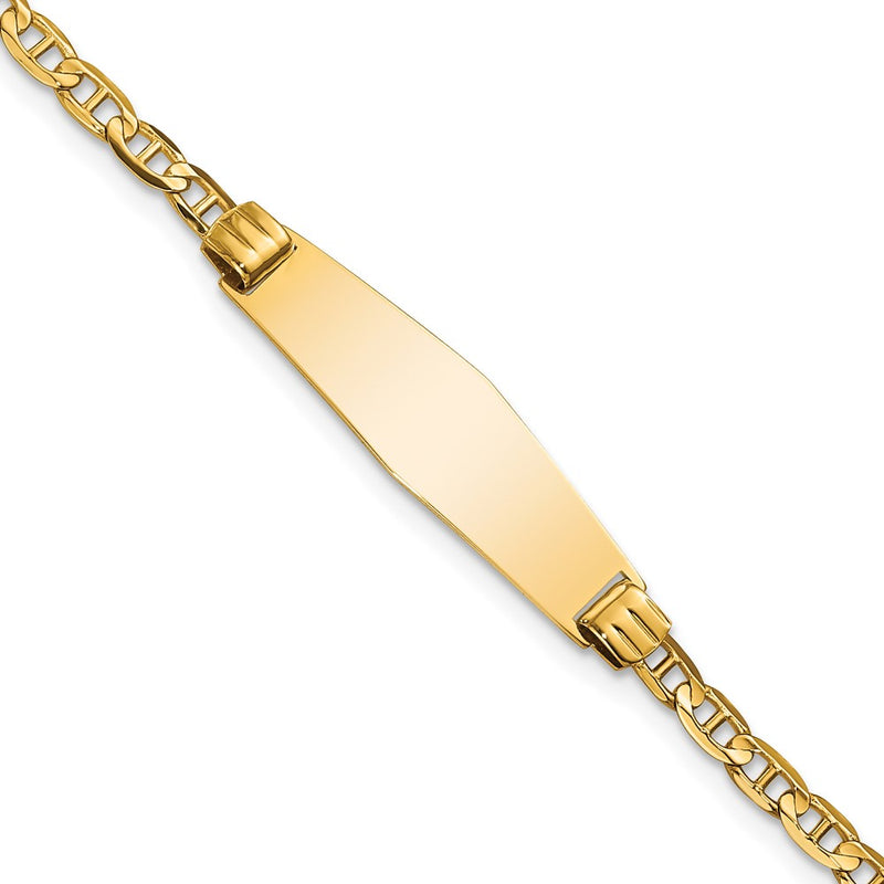 7 Inch 14K Soft Diamond Shape Anchor Link Id Bracelet