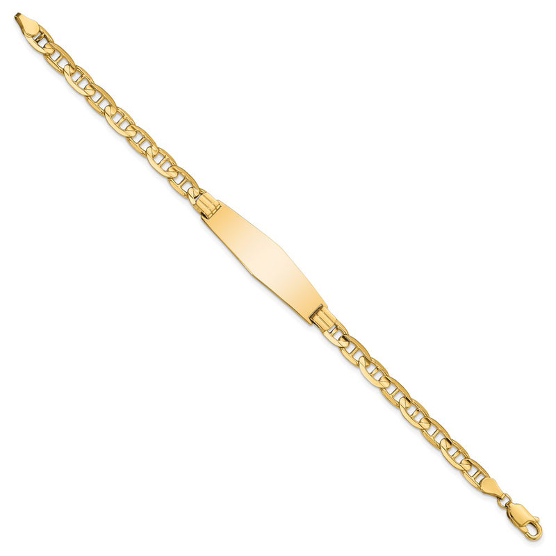 7 Inch 14K Anchor Soft Diamond Shape Id Bracelet