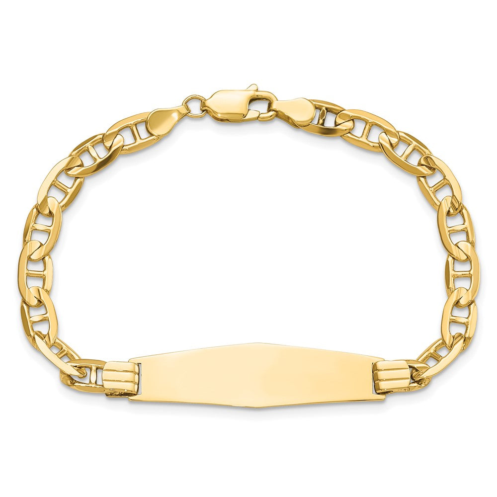 8 Inch 14K Anchor Soft Diamond Shape Id Bracelet