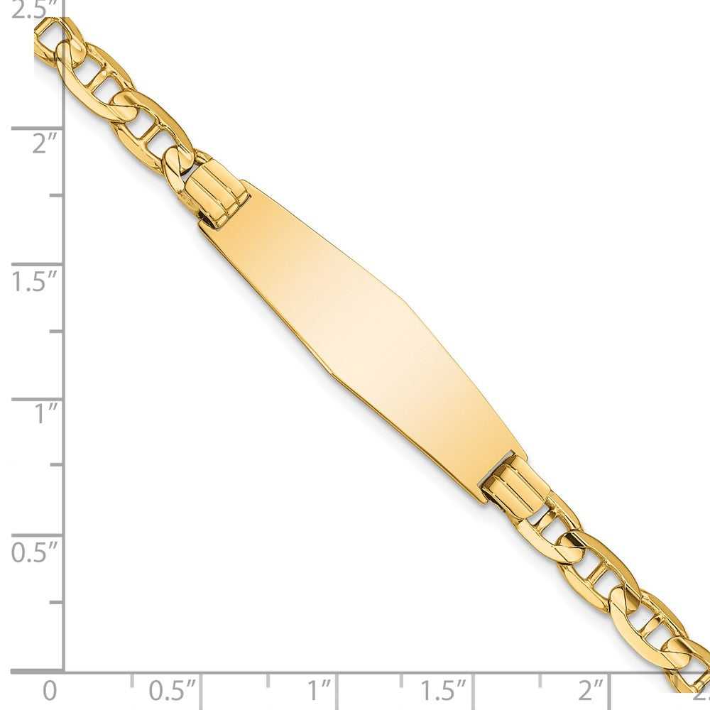 8 Inch 14K Anchor Soft Diamond Shape Id Bracelet