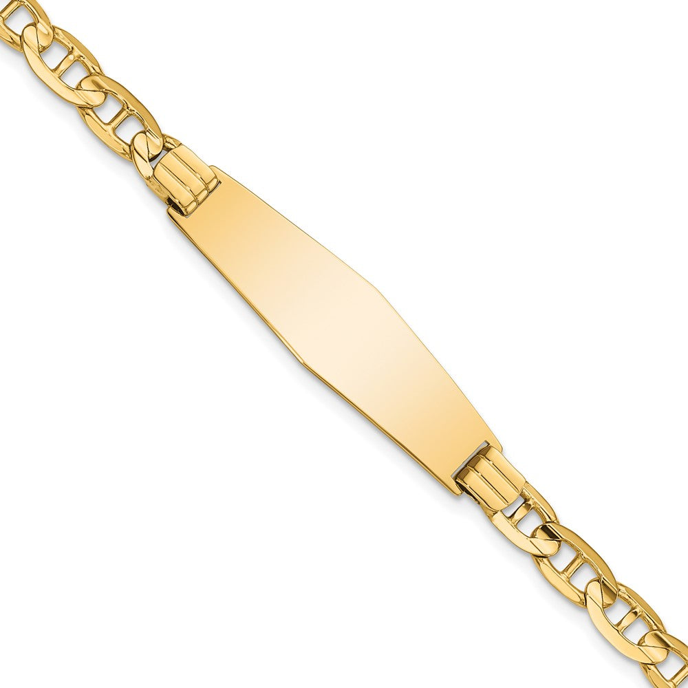 7 Inch 14K Anchor Soft Diamond Shape Id Bracelet