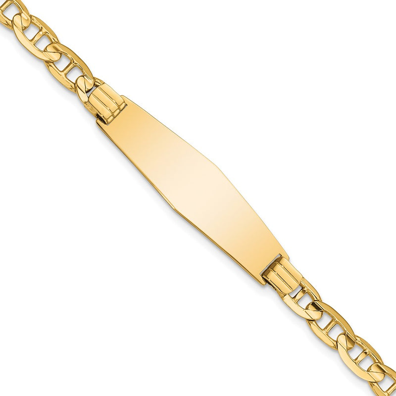 7 Inch 14K Anchor Soft Diamond Shape Id Bracelet