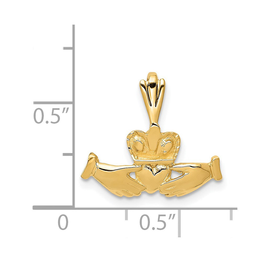 14K Yellow Gold Claddagh Charm