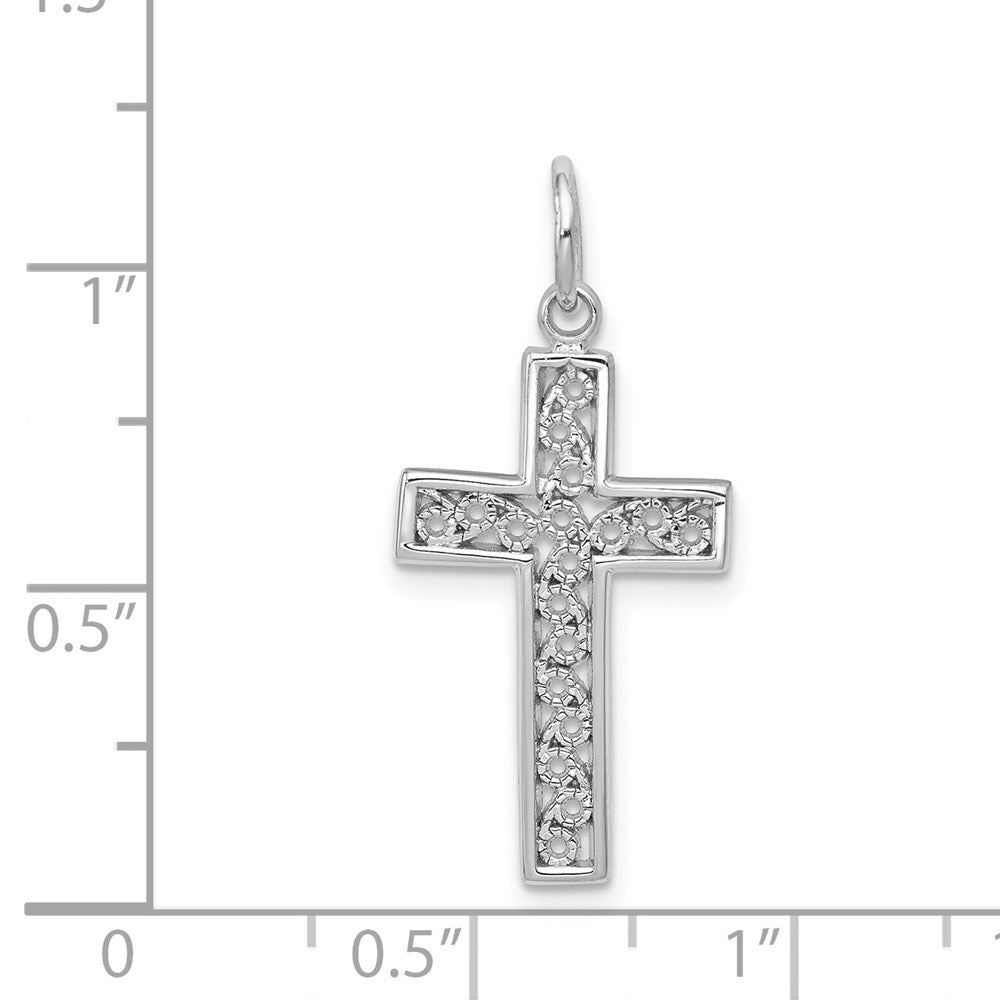 14K White Gold Cross Charm