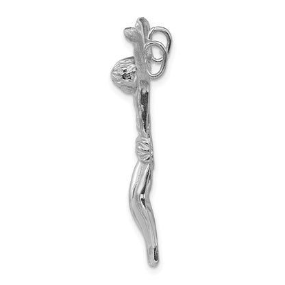 14K White Gold Jesus Chain Slide