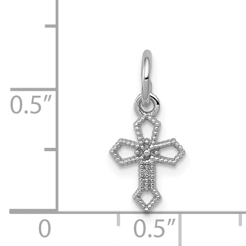 14K White Gold Passion Cross Charm