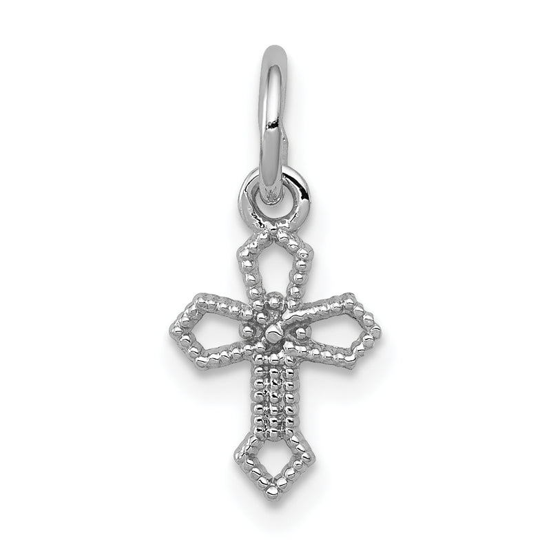 14K White Gold Passion Cross Charm