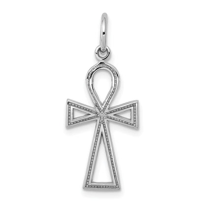 14K White Gold Ankh Cross Charm