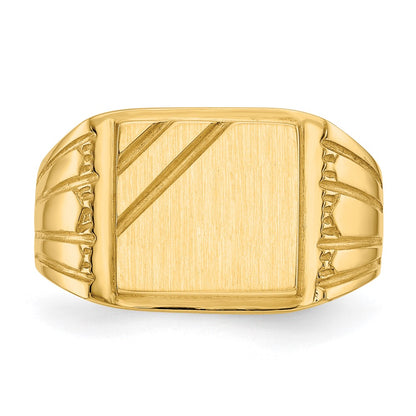 14K Yellow Gold 11.5x11.0mm Open Back Mens Signet Ring