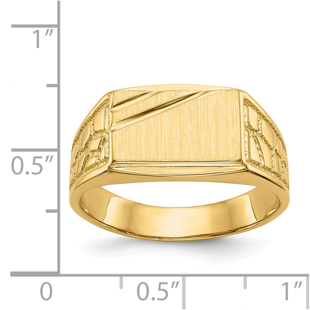 14K Yellow Gold 8.5x13.0mm Open Back Men's Signet Ring