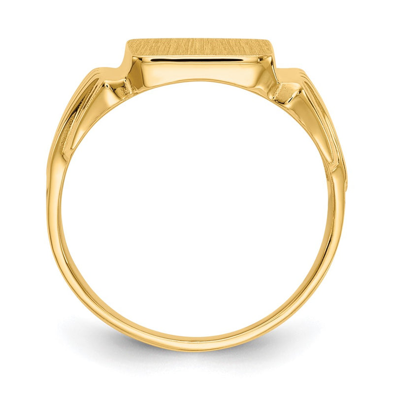 14K Yellow Gold 10.5x10.0mm Open Back Mens Signet Ring