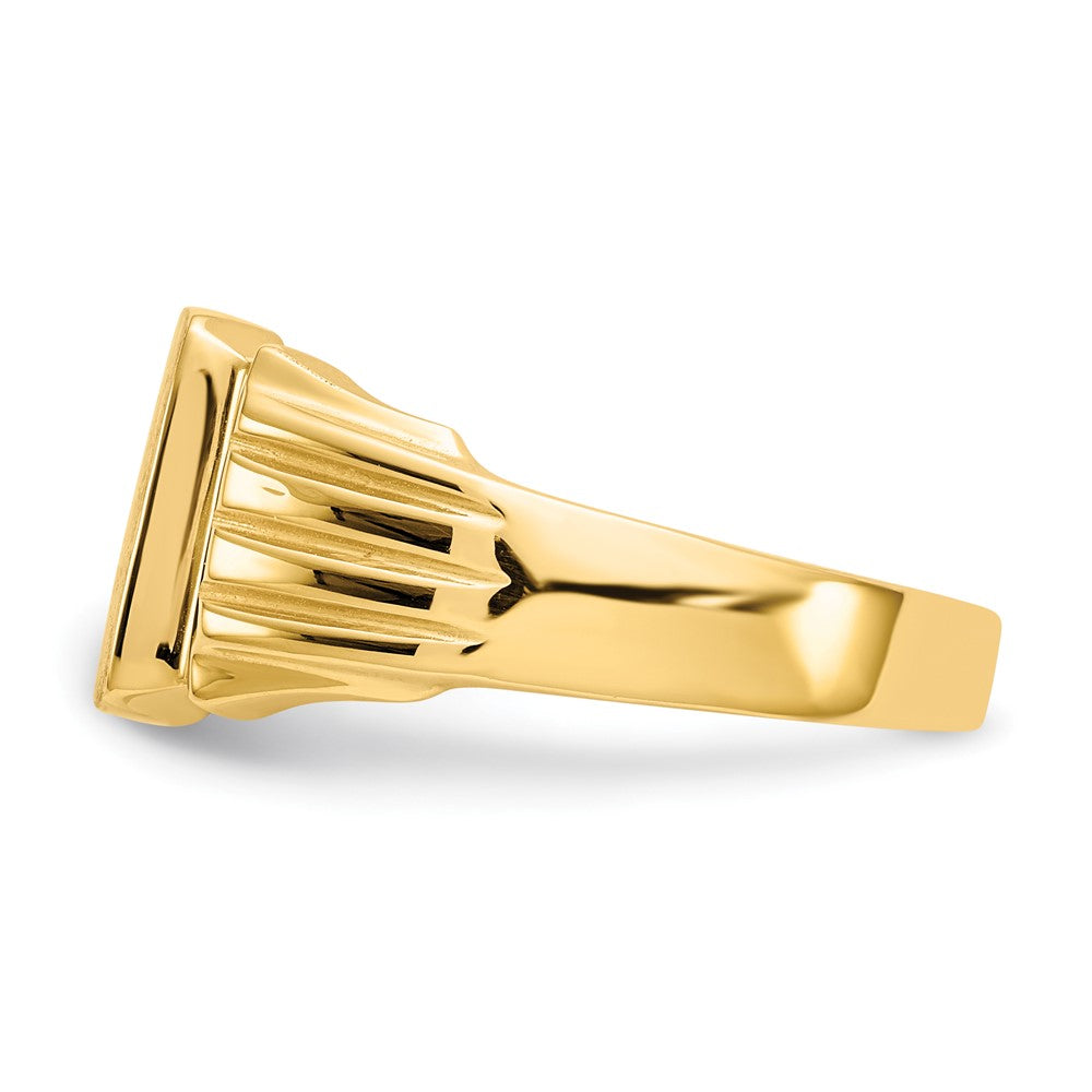 14K Yellow Gold 10.5x10.0mm Open Back Mens Signet Ring