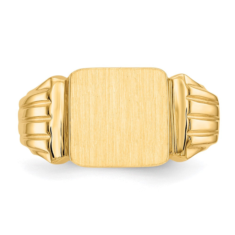 14K Yellow Gold 10.5x10.0mm Open Back Mens Signet Ring
