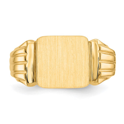 14K Yellow Gold 10.5x10.0mm Open Back Mens Signet Ring