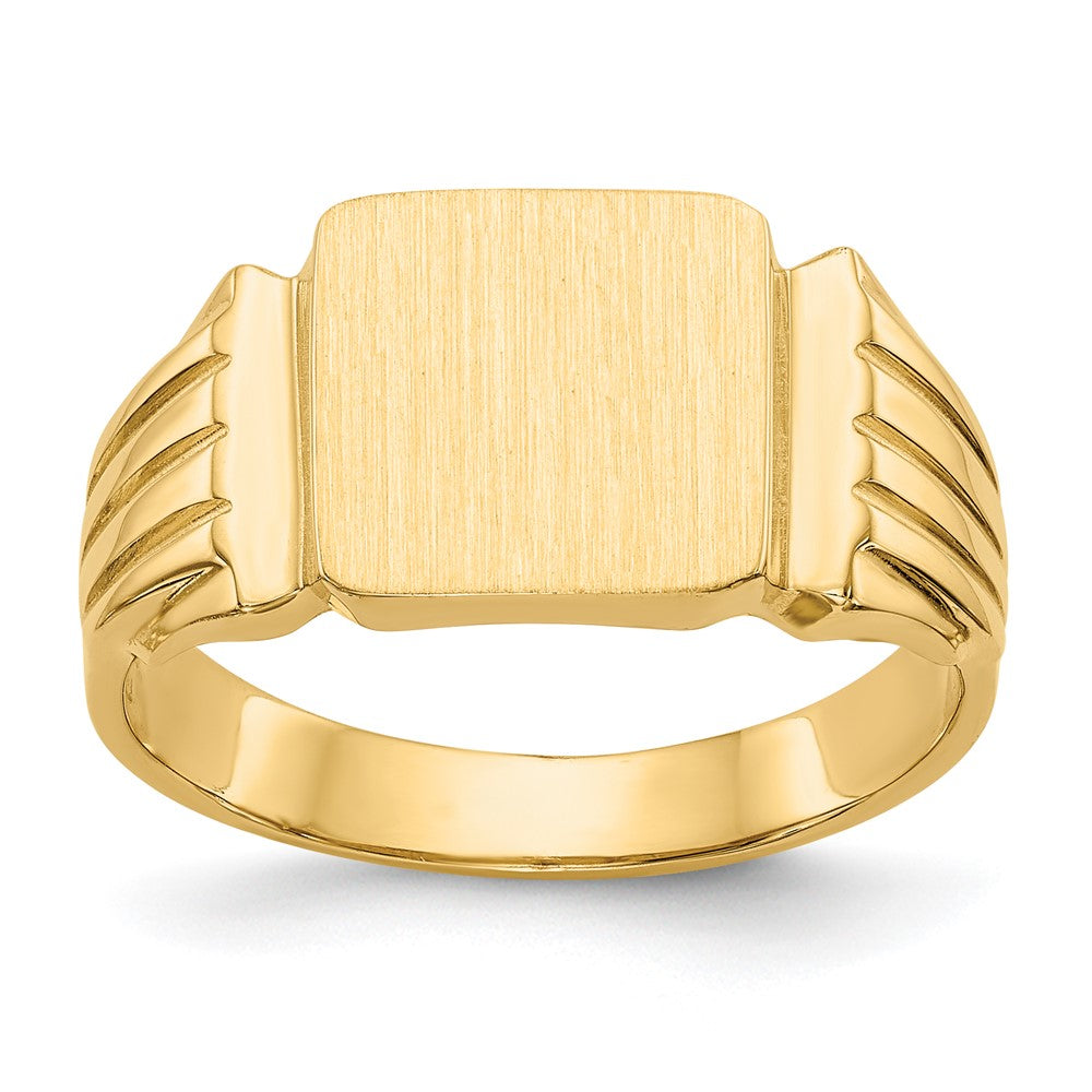 14K Yellow Gold 10.5x10.0mm Open Back Mens Signet Ring