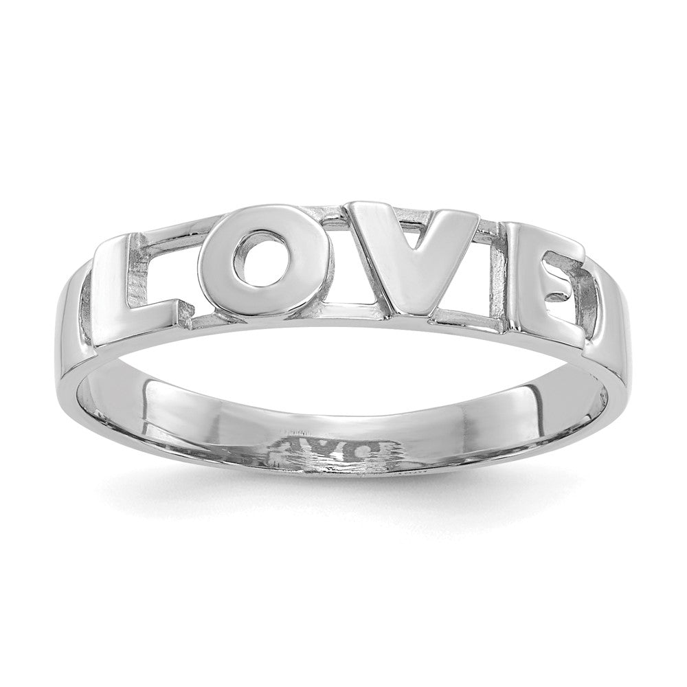 14K White Gold Love Ring
