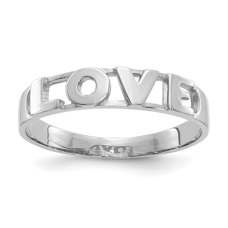 14K White Gold Love Ring