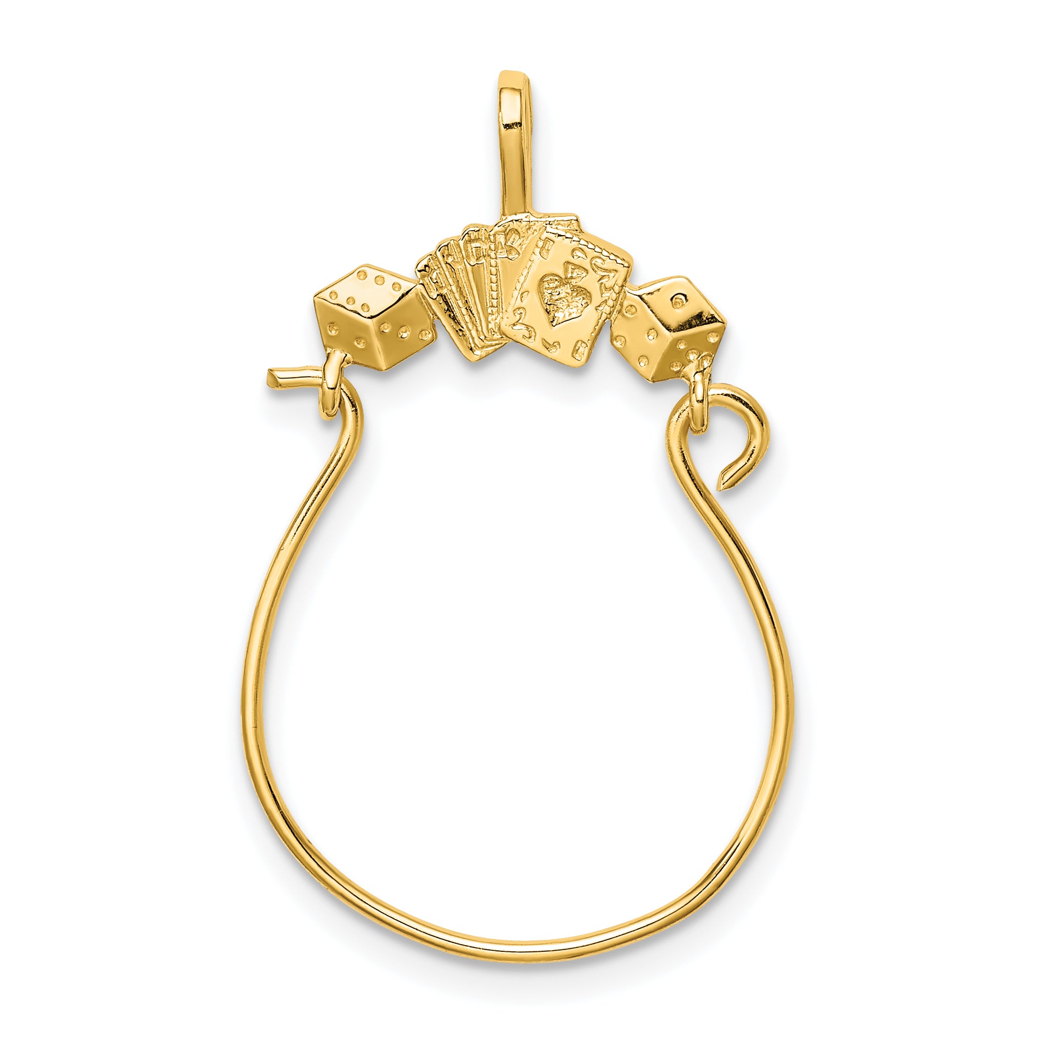 14K Yellow Gold Cards And Dice Charm Holder