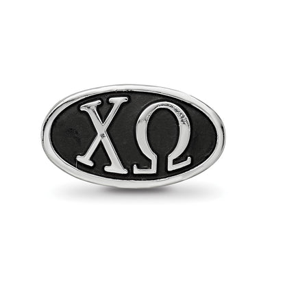 Sterling Silver Logoart 15.25mm Chi Omega Oval Greek Letters Bead