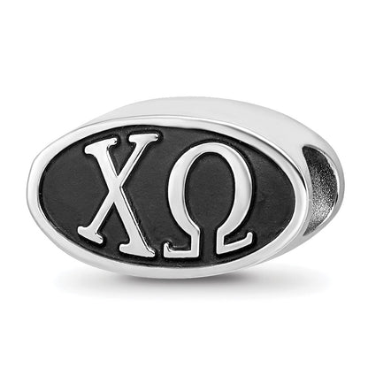 Sterling Silver Logoart 15.25mm Chi Omega Oval Greek Letters Bead