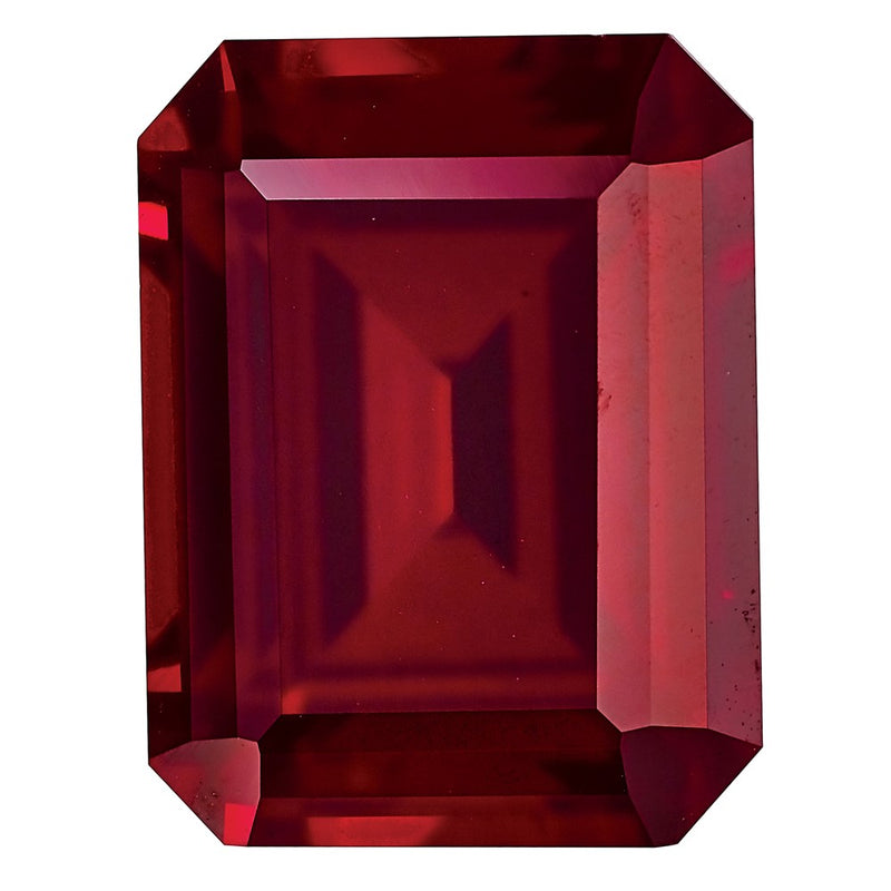 Gemstone Created Ruby 8X6mm Emerald Cut